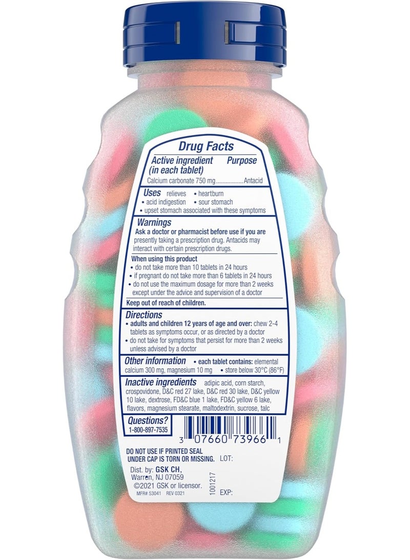 Tums Antacid Assorted Fruit 96 Chewable Tablets (750 mg per Tablet) - Image 3